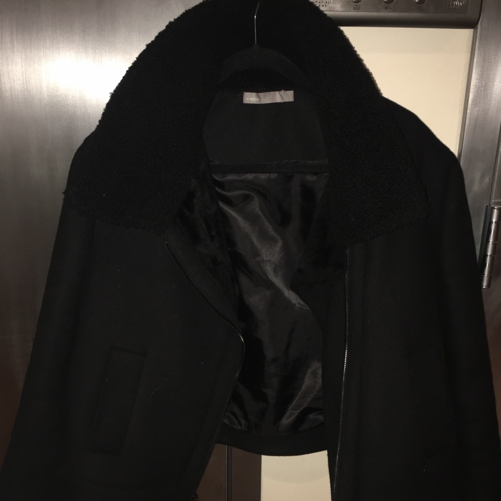 Vince Wool/Shearling cropped Moto Jacket